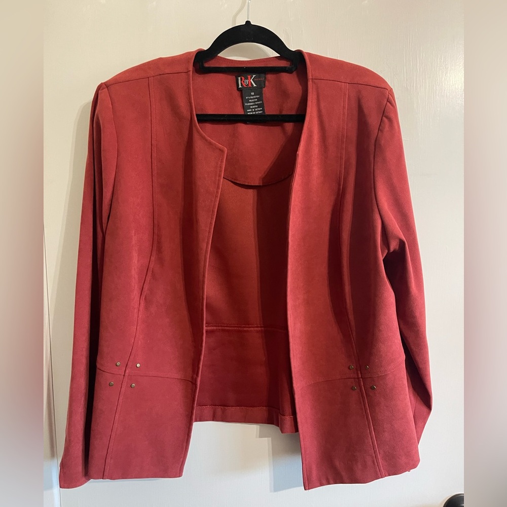 R&K Women’s Size 18 Rust Colored Suede Feel Dress Jacket With Shoulder Pads